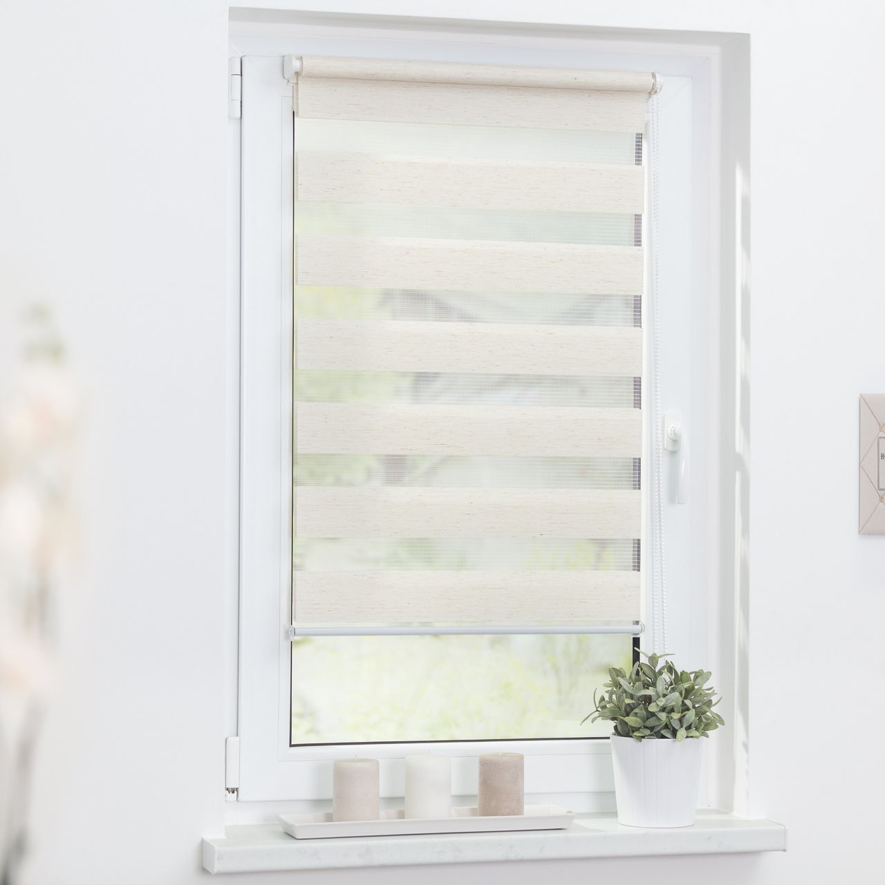 Lichtblick Duo-Rollo Klemmfix, ohne Bohren - Natur, 95 cm x 150 cm (B x L)
