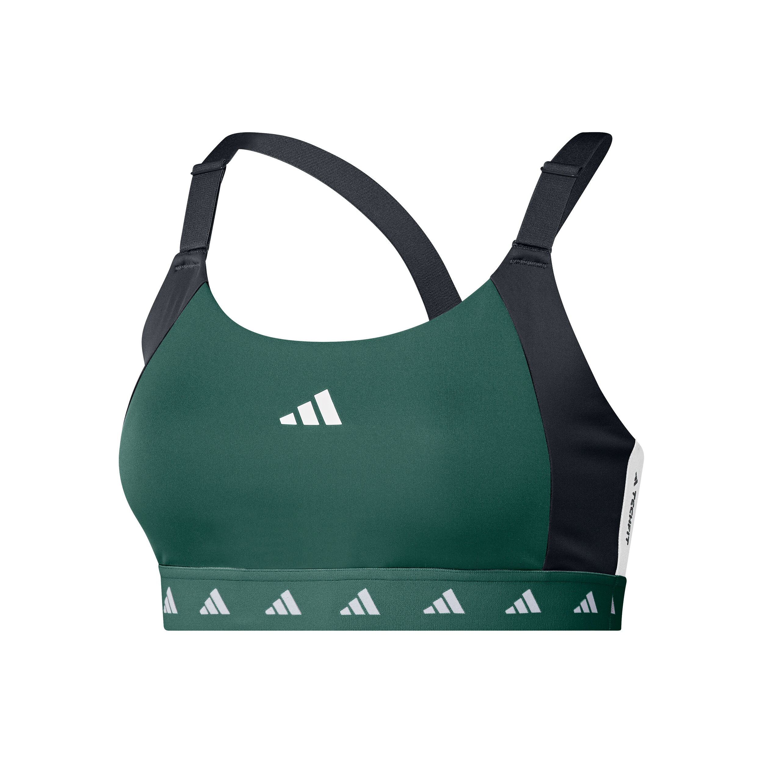 PWI Medium-Sport Tech-Fit Color Block Sport-BH Damen - Dunkelgrün, Schwarz
