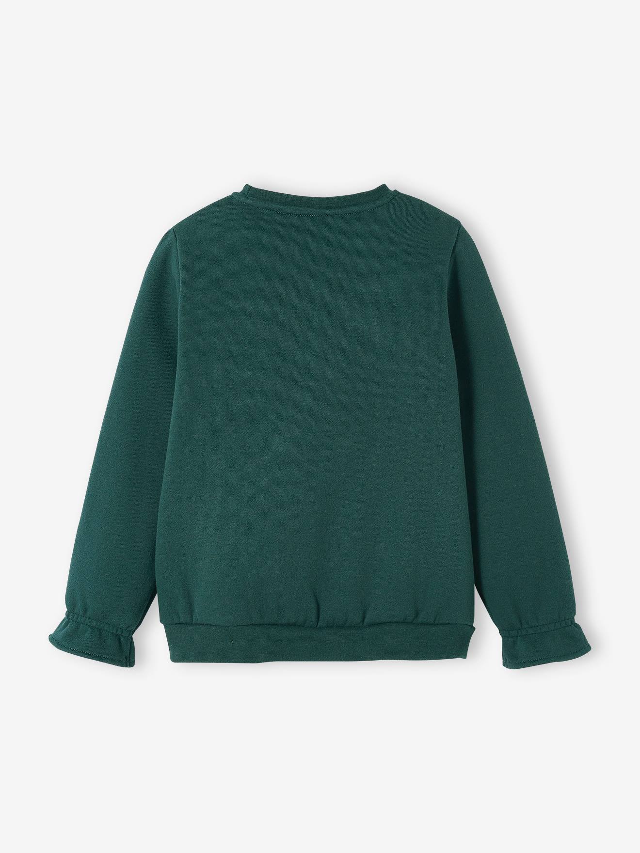 Sweat motif Noël fantaisie fille vert sapin
