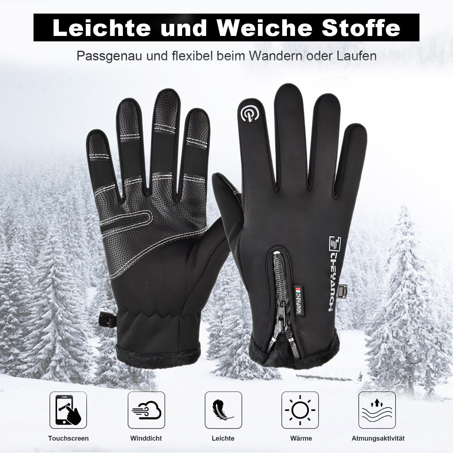 Alster Herz Fahrradhandschuhe Warme Winter Handschuhe, Fahrradhandschuhe, A0354 Touchscreen Anti-Rutsch Winddicht
