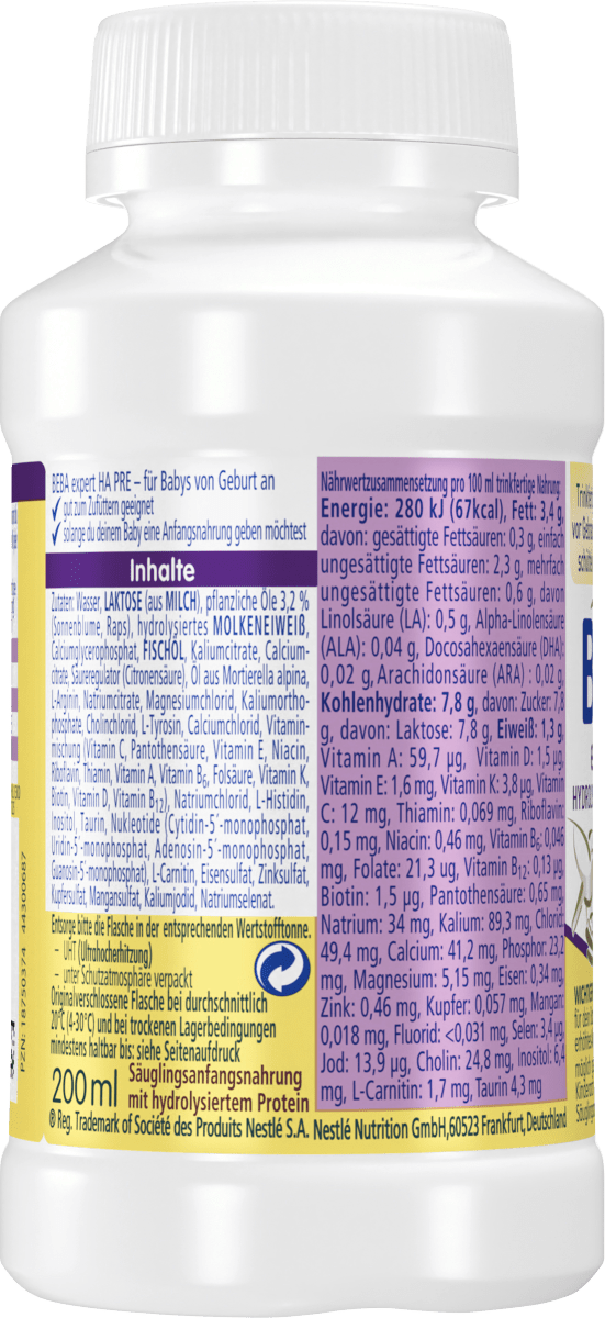 Anfangsmilch Expert HA Pre trinkfertig von Geburt an, 200 ml