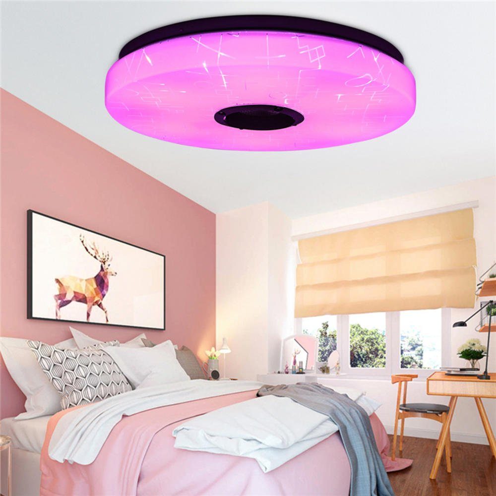 Insma Deckenleuchte, LED fest integriert, Farbwechsler, φ32.5cm Dimmbar mit Bluetooth Lautsprecher Fernbedienung