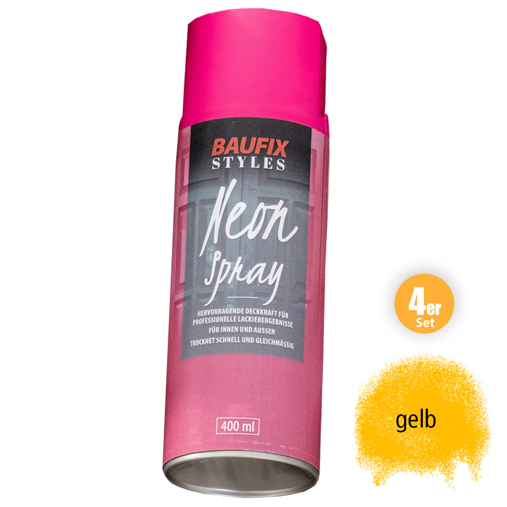 Powertec Color Baufix Neonspray - Neongelb 4-er Set