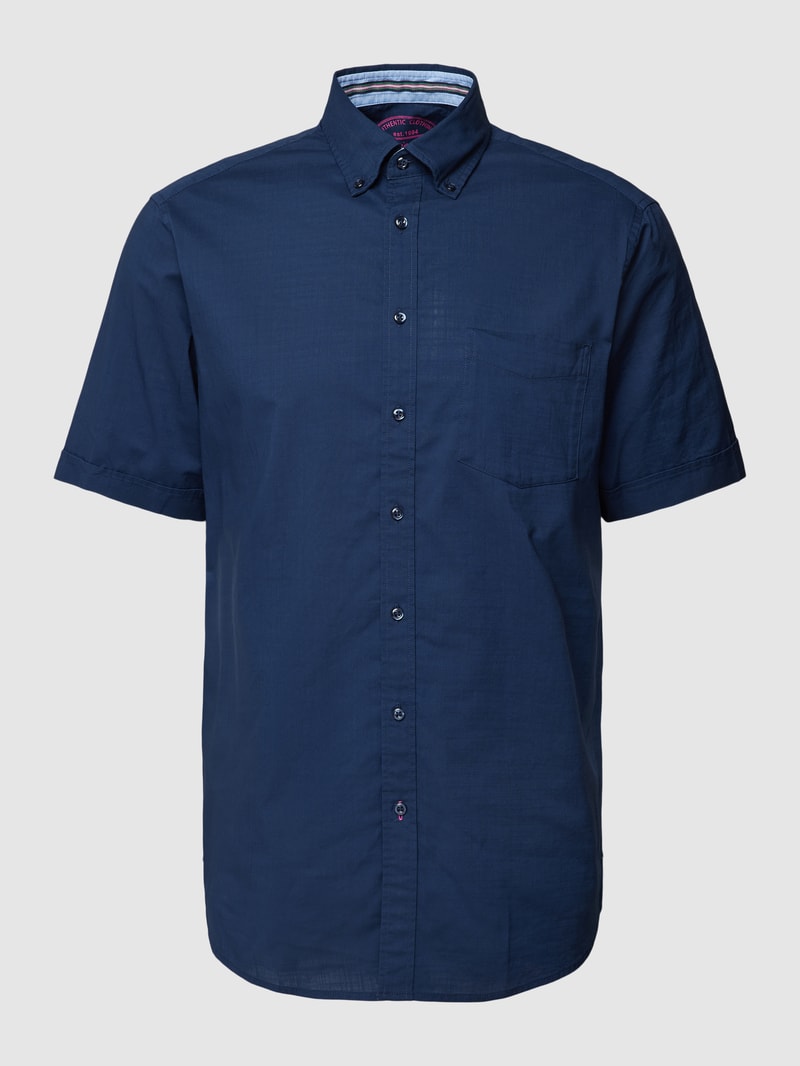 Freizeithemd mit Strukturmuster in marineblau