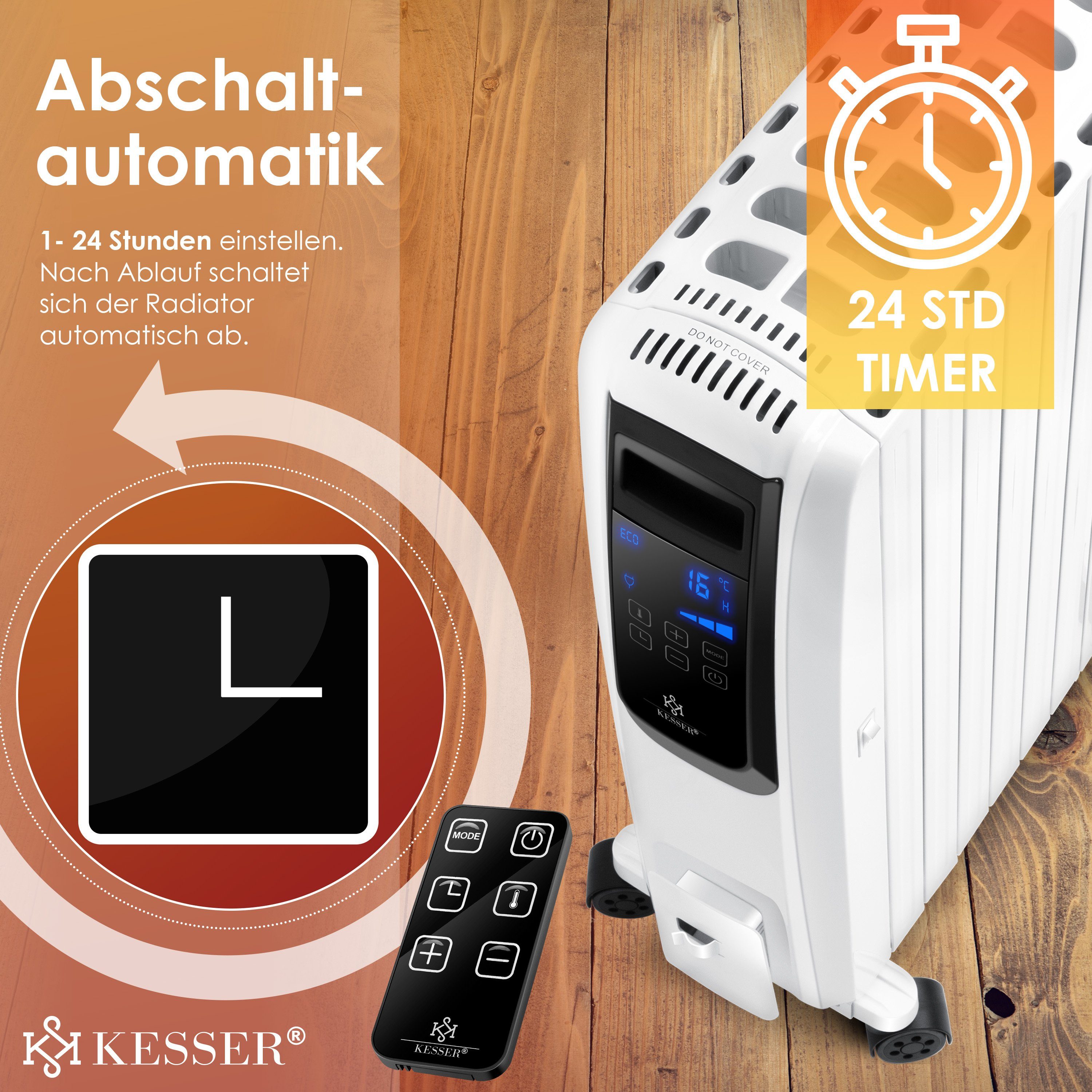 KESSER Ölradiator, 2000 W, Ölradiator mit WiFi App Fernbedienung digitalem Display