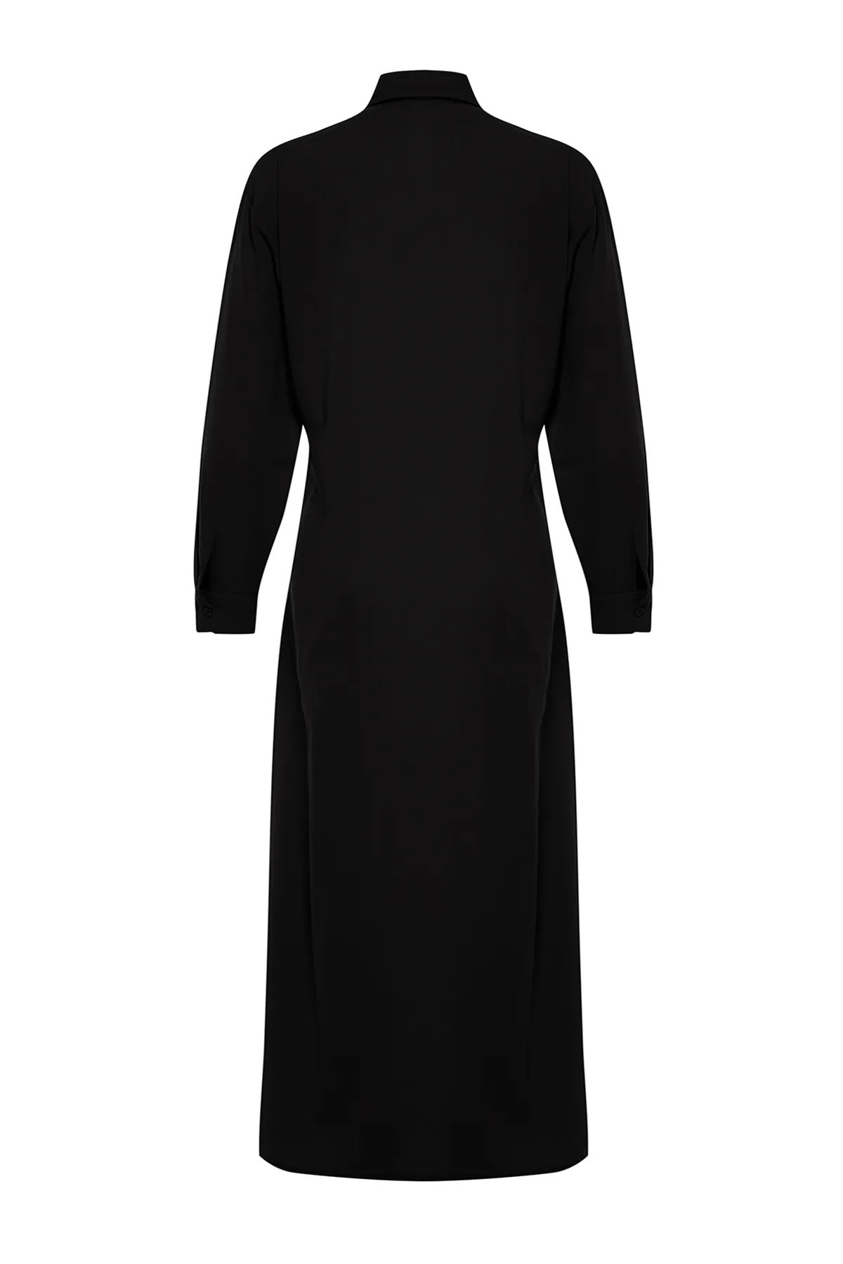 Trendyol Modest  Schwarzes gewebtes Hemdkleid mit Accessoire-Detail an der Taille TCTSS24EB00142