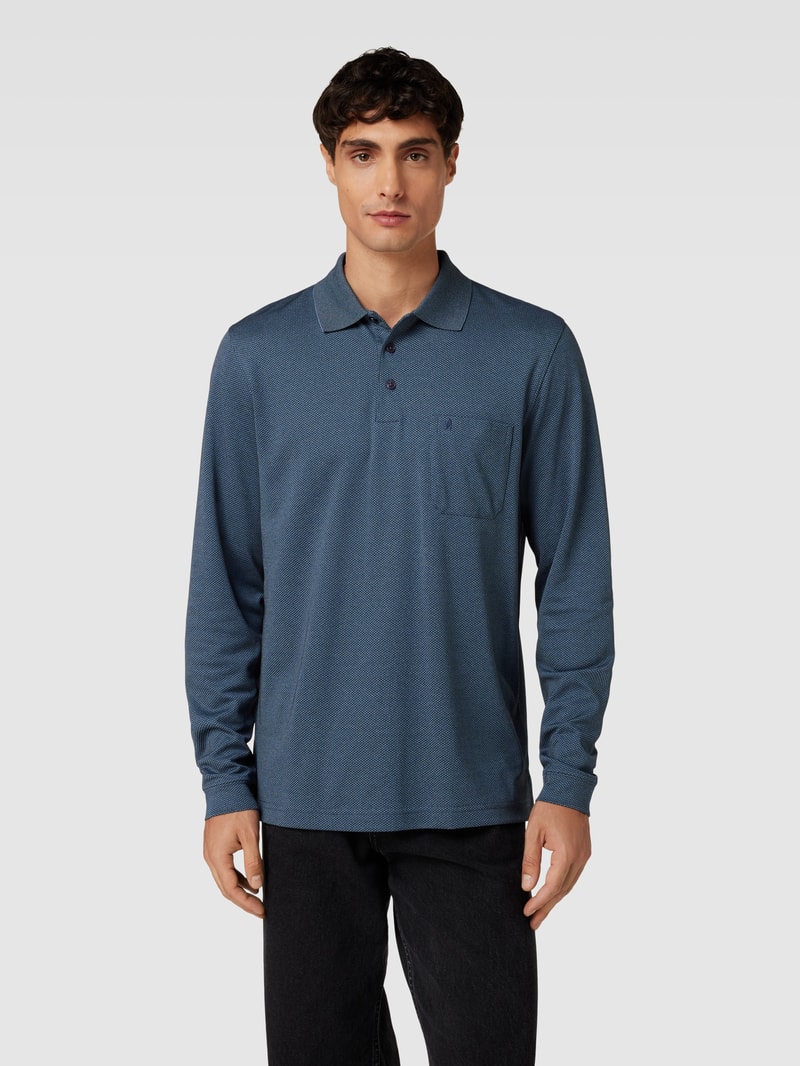 Poloshirt im langärmeligen Design Modell 'CARBON' in marineblau