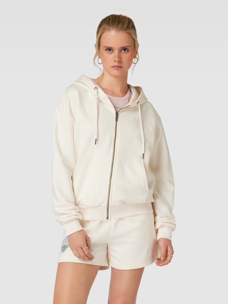 Sweatjacke mit Label-Stitching in offwhite