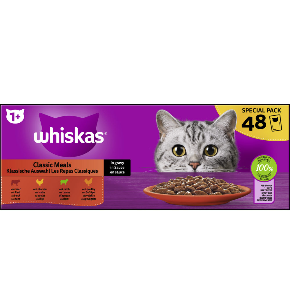 Whiskas Portionsbeutel Multipack Special Pack 1  Klassische Auswahl in Sauce 48 x 85g