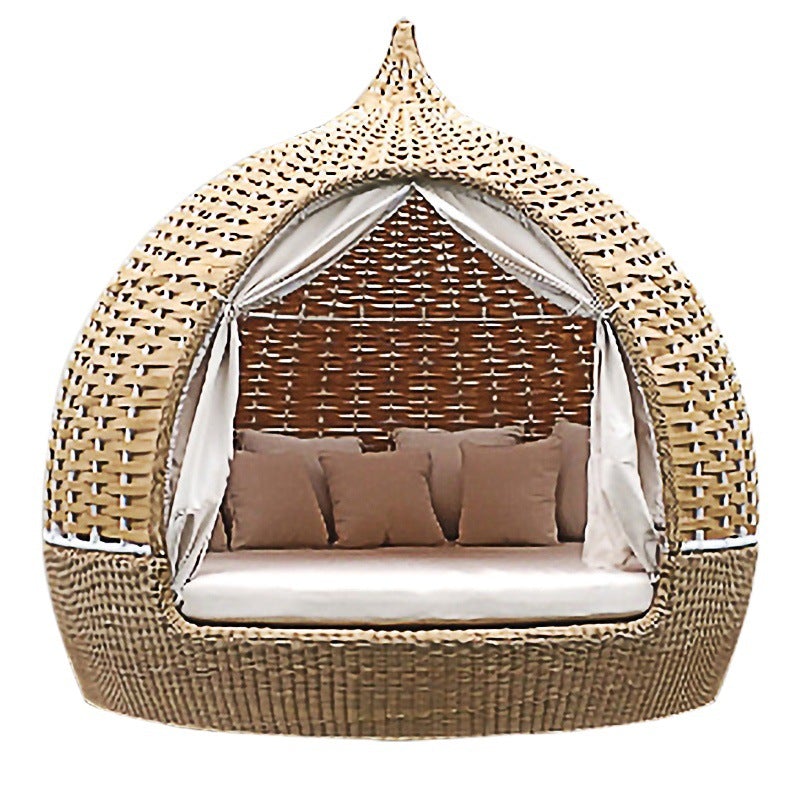 Outdoor Leisure Balcony Sofa Combination Single Double Rattan Furniture Resort Bird Cage Sofa Bed