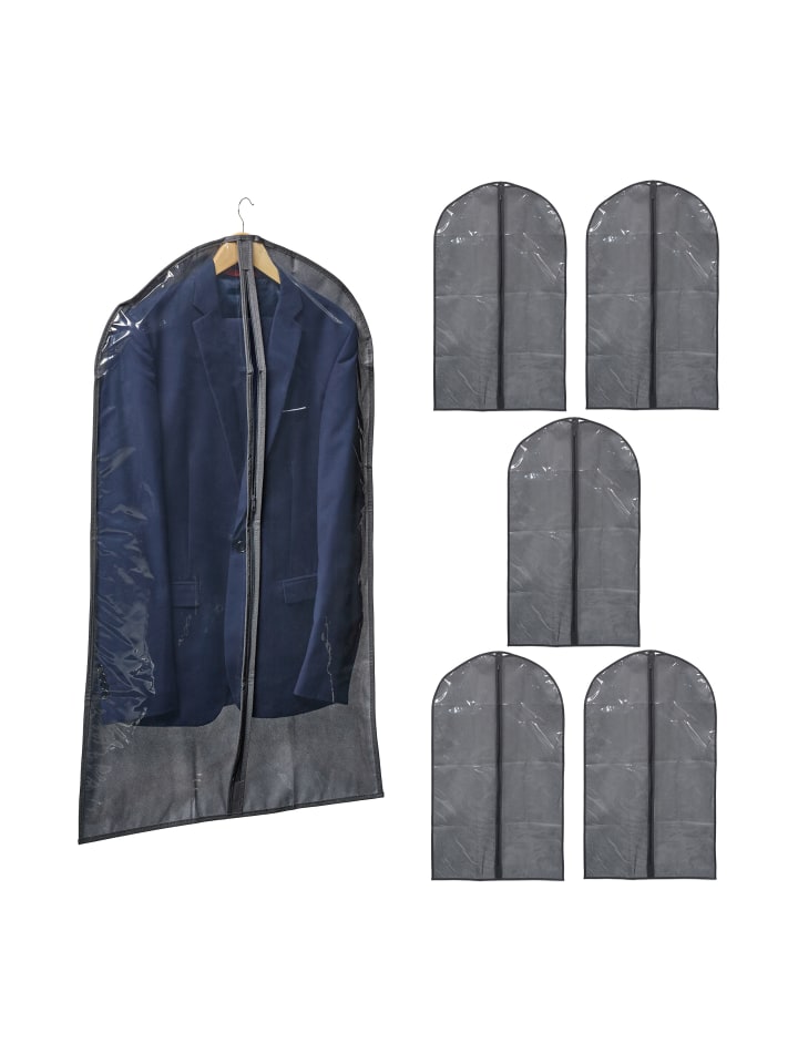 relaxdays 6 x Kleidersack in Grau/ Transparent - (B)60 x (H)100 cm günstig kaufen onesize