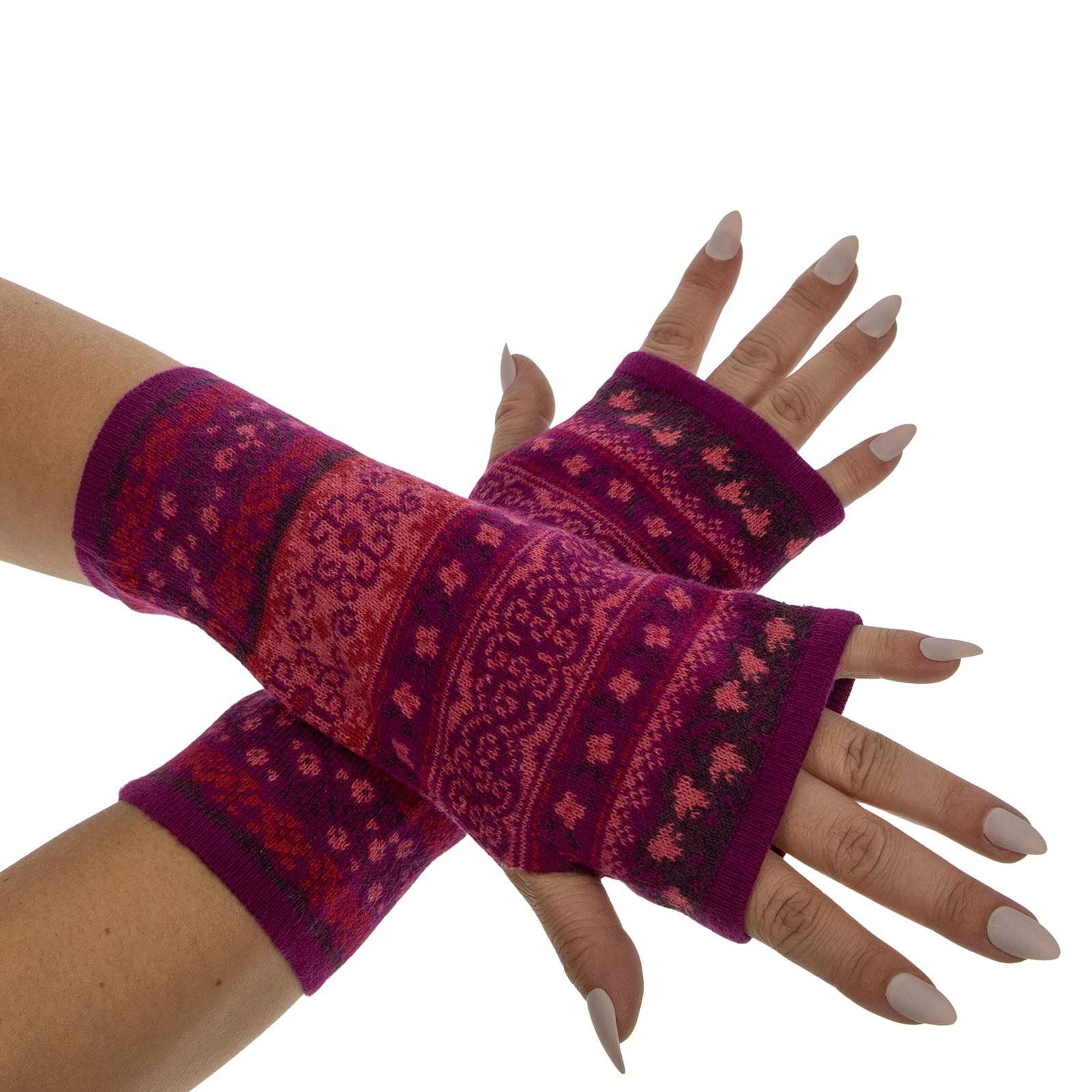 KUNST UND MAGIE Armstulpen Armstulpen Handwärmer Handschuhe Pulswärmer extrafeiner Jacquard-Stoff