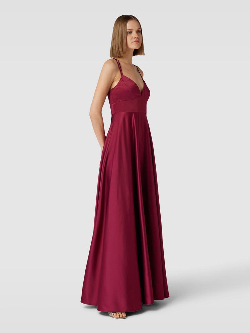 Abendkleid mit gekreuzten Spaghettiträgern in kirschrot