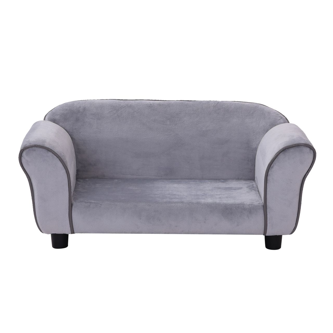PawHut Hundebett mit erhöhten Füßen, Hundesofa, Waschbar, Samt, Grau, 73,5 x 41 x 33 cm