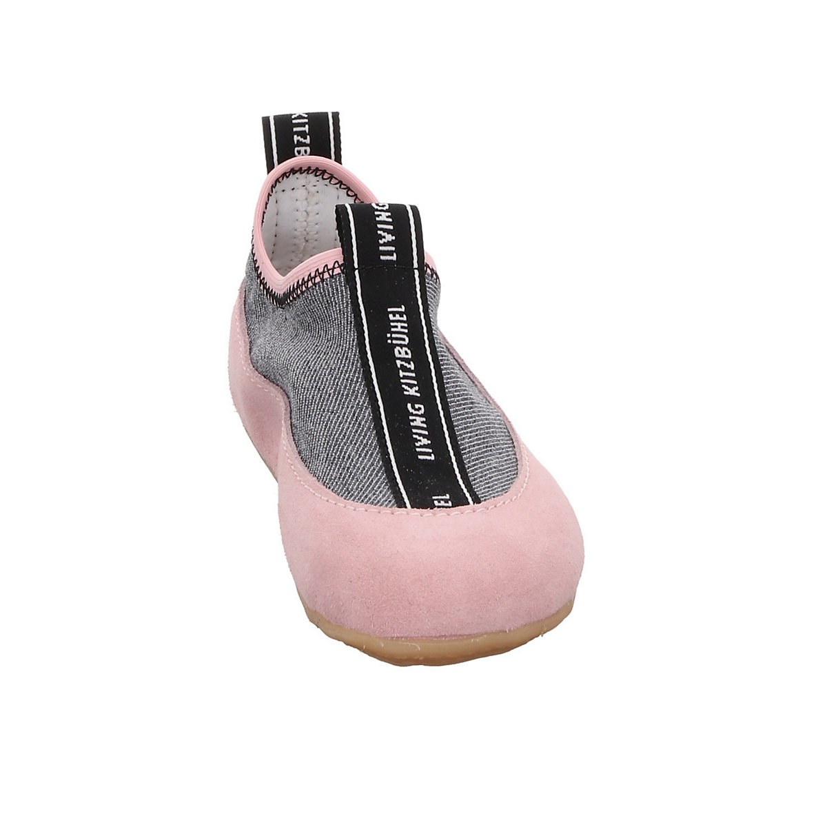 Mädchen Hausschuhe Hausschuh Kinderschuhe Logoschriftzug Leder-/Textilkombination gemustert Hausschuhe
