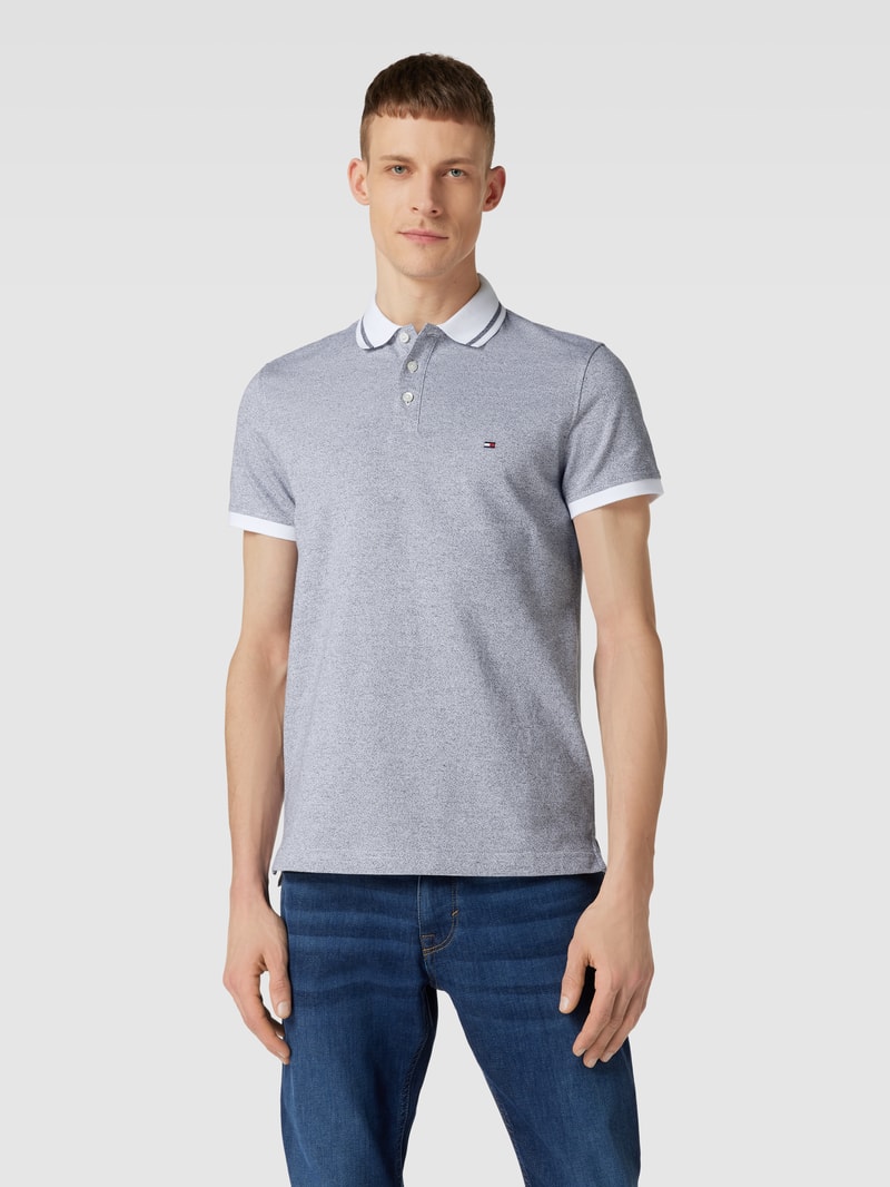 Poloshirt mit Logo-Stitching Modell 'PRETWIST' in marineblau