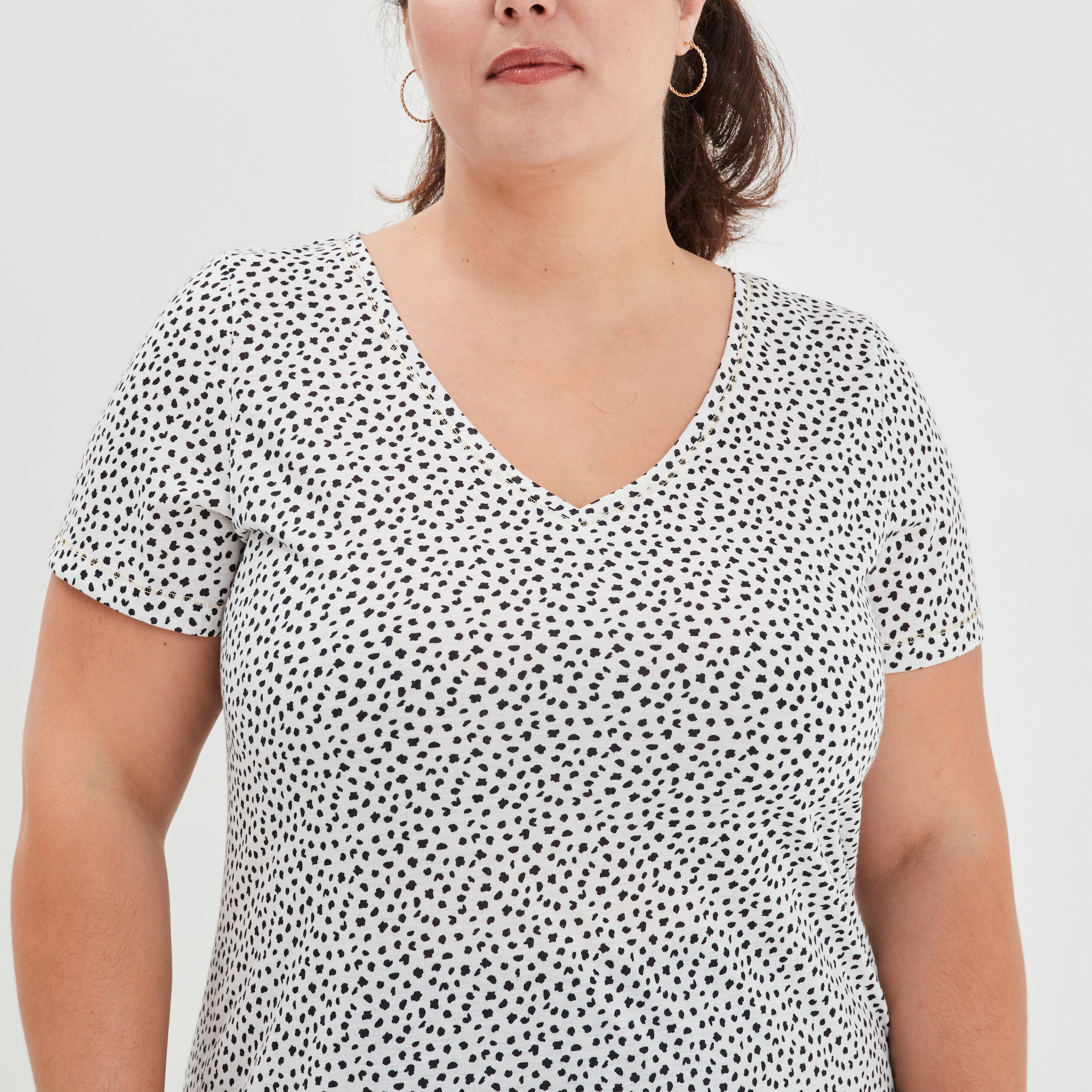 T-shirt manches courtes blanc femme grande taille | La Halle