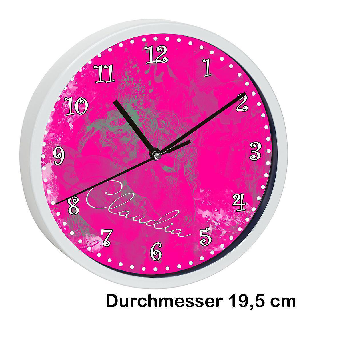 Kinder Wanduhr personalisiert mit Name Traum Pink