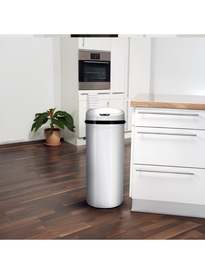 Echtwerk Edelstahl Abfalleimer mit Sensor 42 l in Weiß günstig kaufen onesize