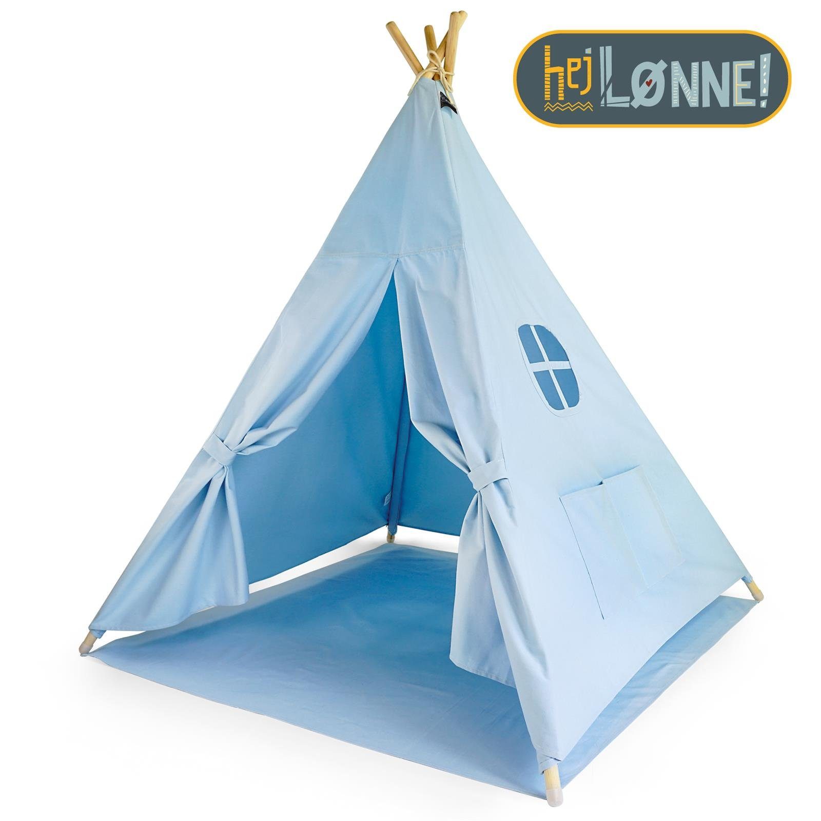 Hej Lønne Tipi-Zelt Tipi Zelt für Kinder blau einfarbig Kinderzelt, (6er Set)
