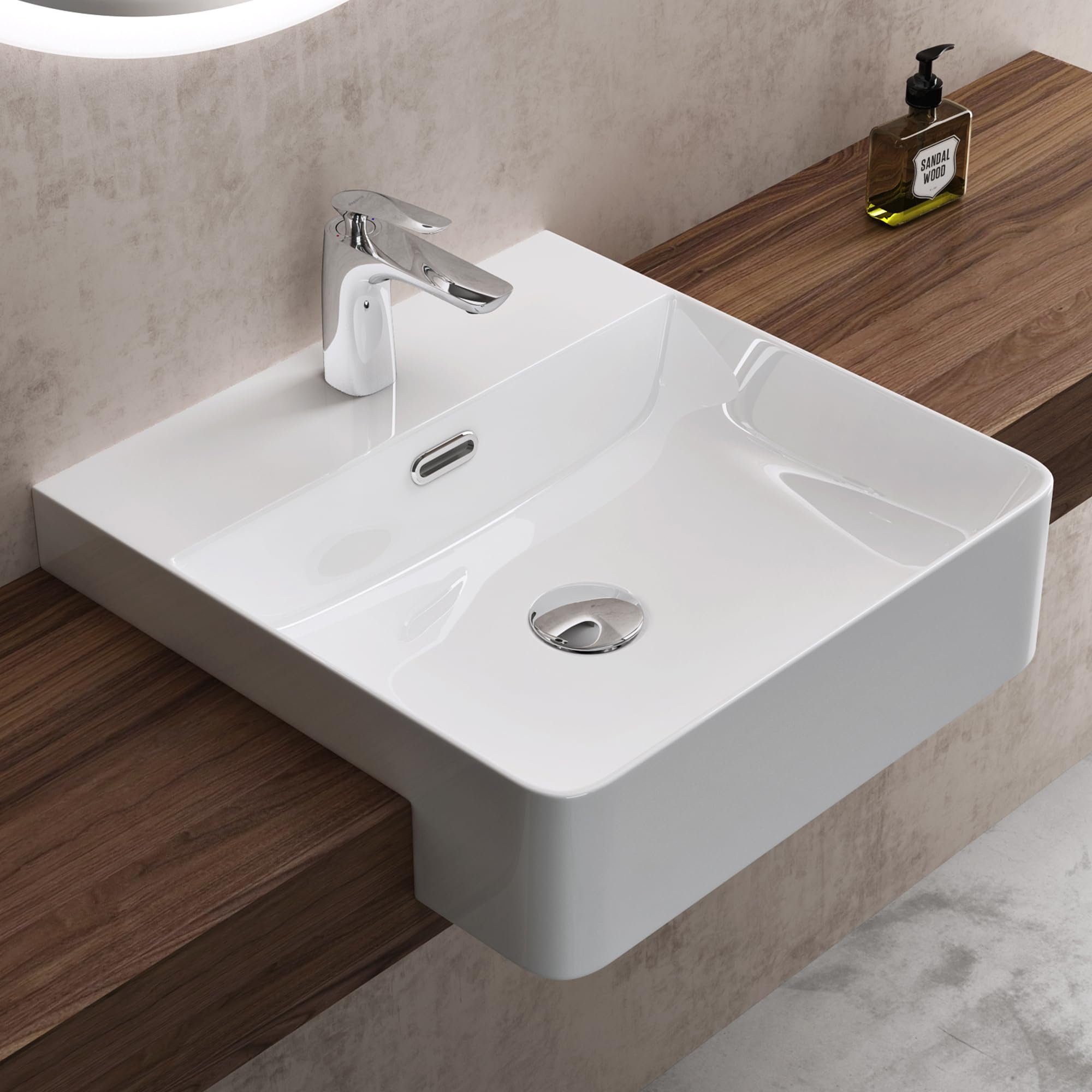 doporro Aufsatzwaschbecken Keramik Waschbecken Handwaschbecken Eckig Brüssel702
