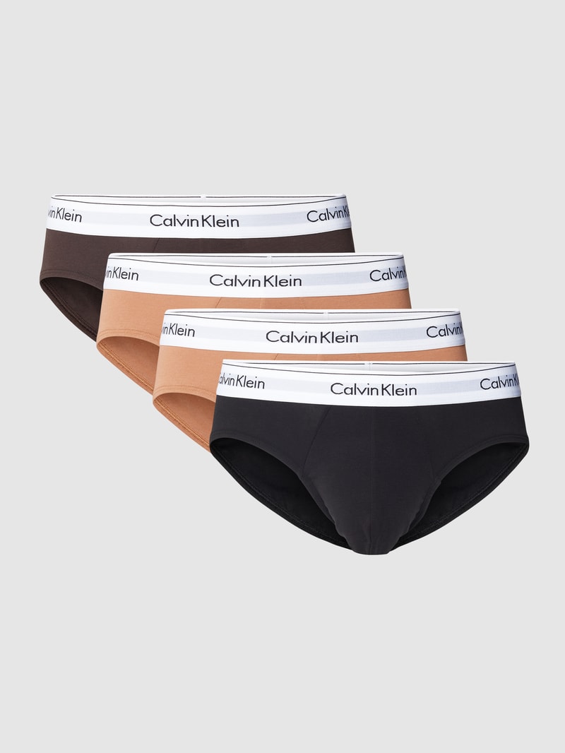 Slip mit Logo-Bund im 3er-Pack Modell 'HIP BRIEF' in dunkelbraun