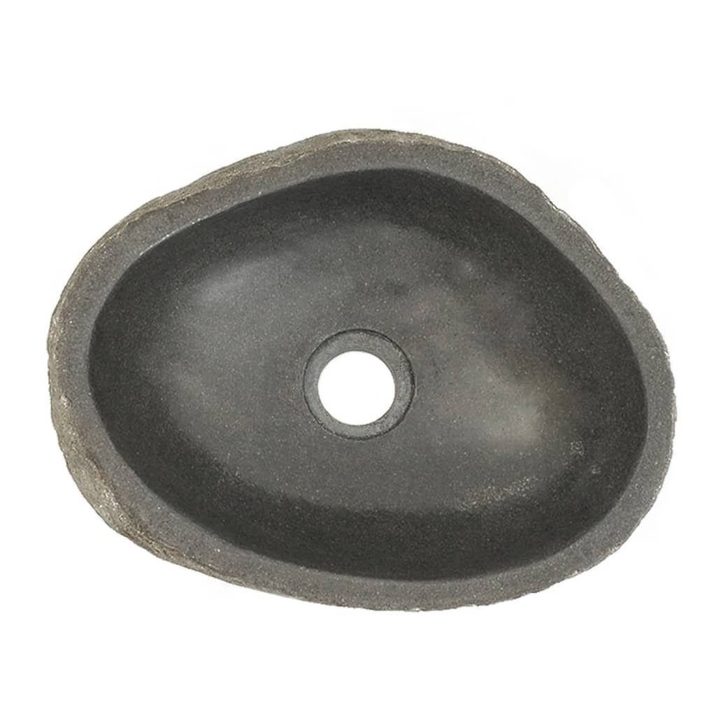 vidaXL Waschbecken Waschbecken Flussstein Oval 30 cm x 12 cm x 31 cm braun