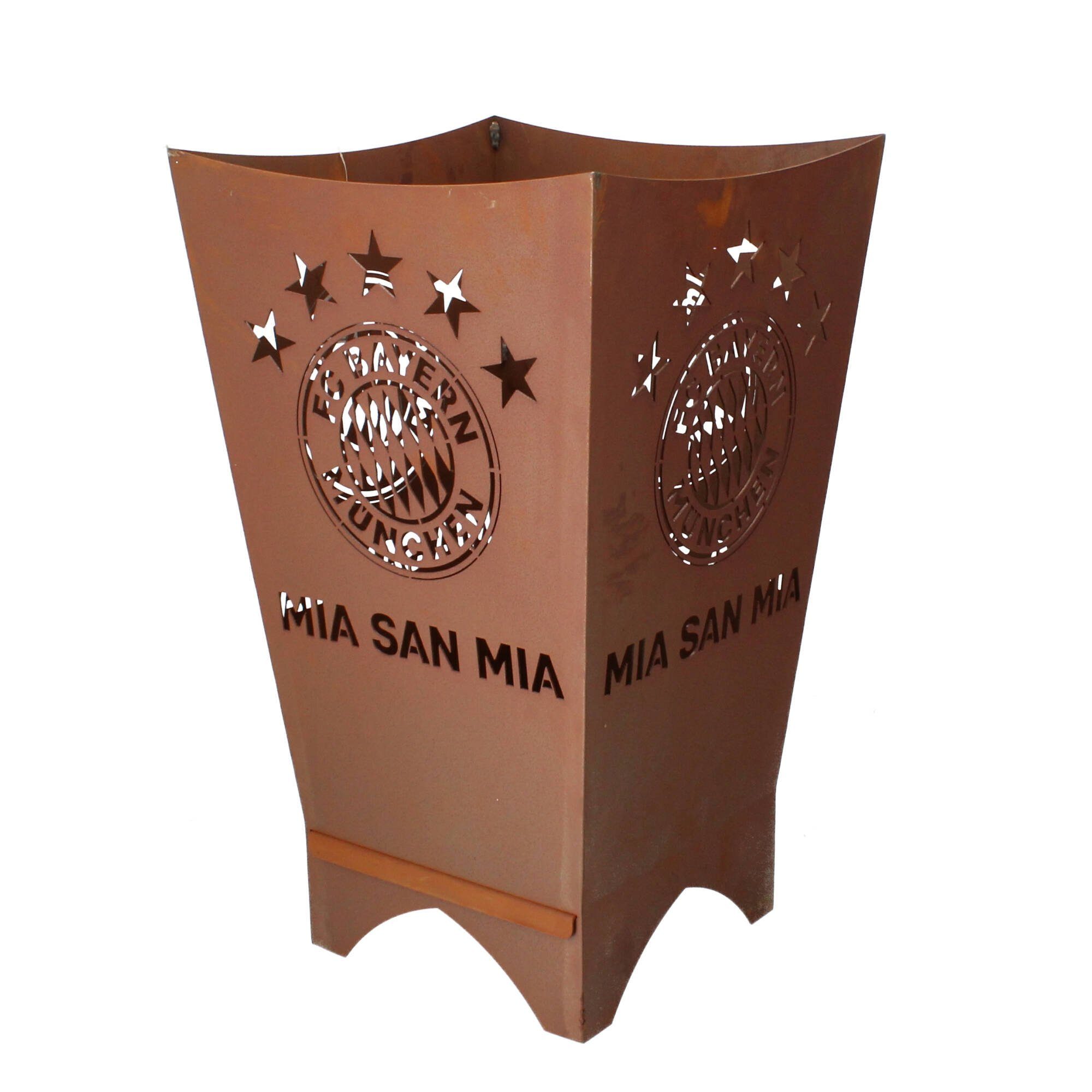 Ferrum Art Design Feuerkorb Edelrost Mia san mia - FCB Bayern eckig, (1-St)