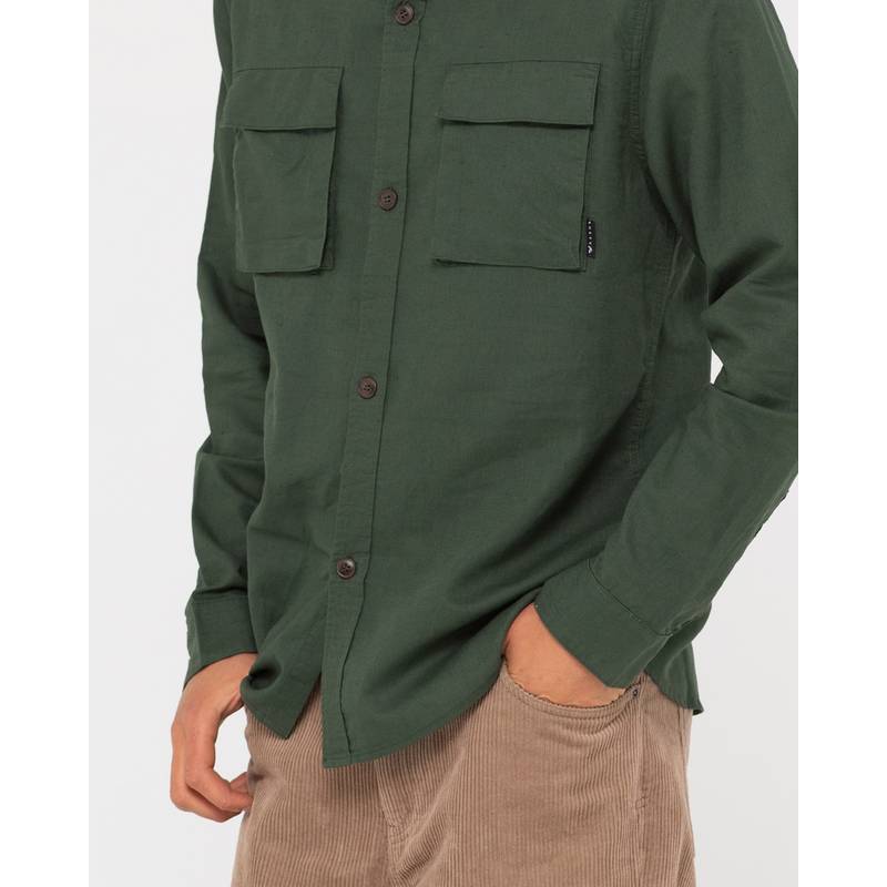 RUSTY LINEN WORKWEAR LONG SLEEVE SHIRT Langarmhemd Herren