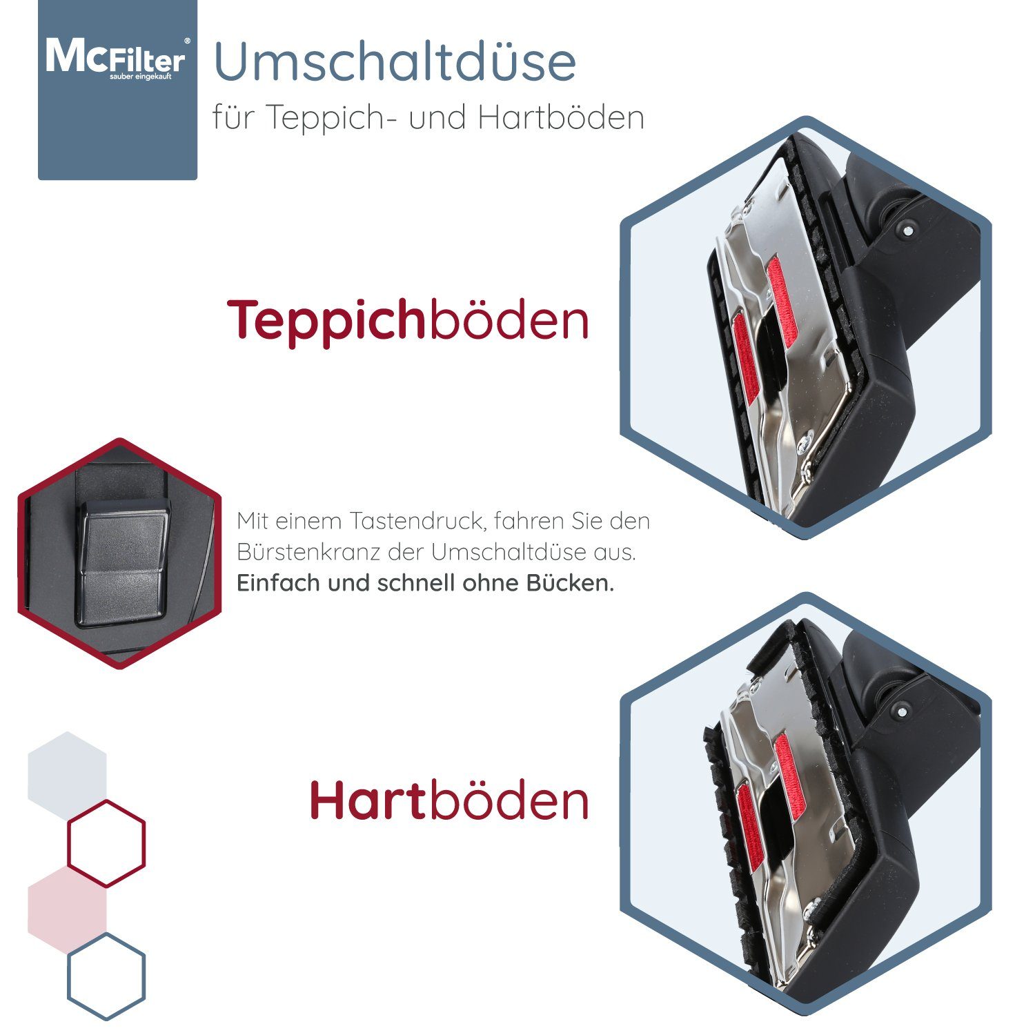 McFilter Kombidüse Universal Staubsauger Düse passend für Miele Siemens Bosch Philips AEG, (1-tlg), Electrolux uvm., Rohraußendurchmesser 32/35mm, Dreh-Kippgelenk