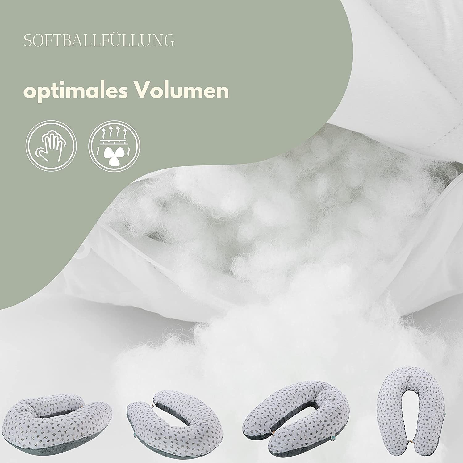 SEI Design Stillkissen Seitenschläferkissen Babynestchen Kuschelnest XXL, Schwangerschaftskissen mit Bezug, Bezug Musselin Baumwolle