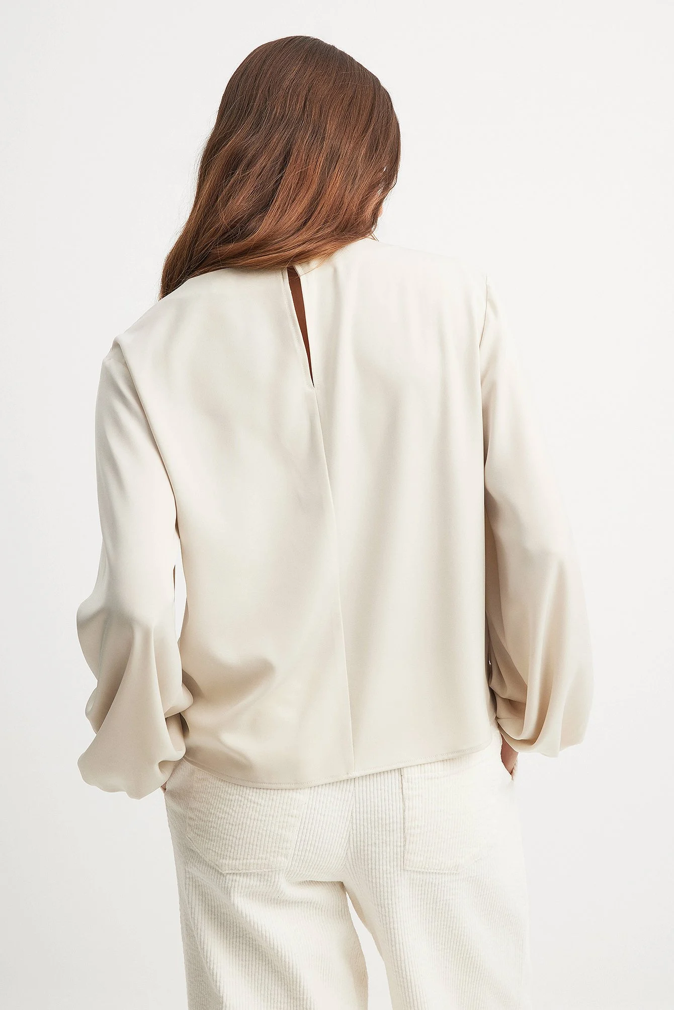 Drappierte Bluse mit Ballonärmeln