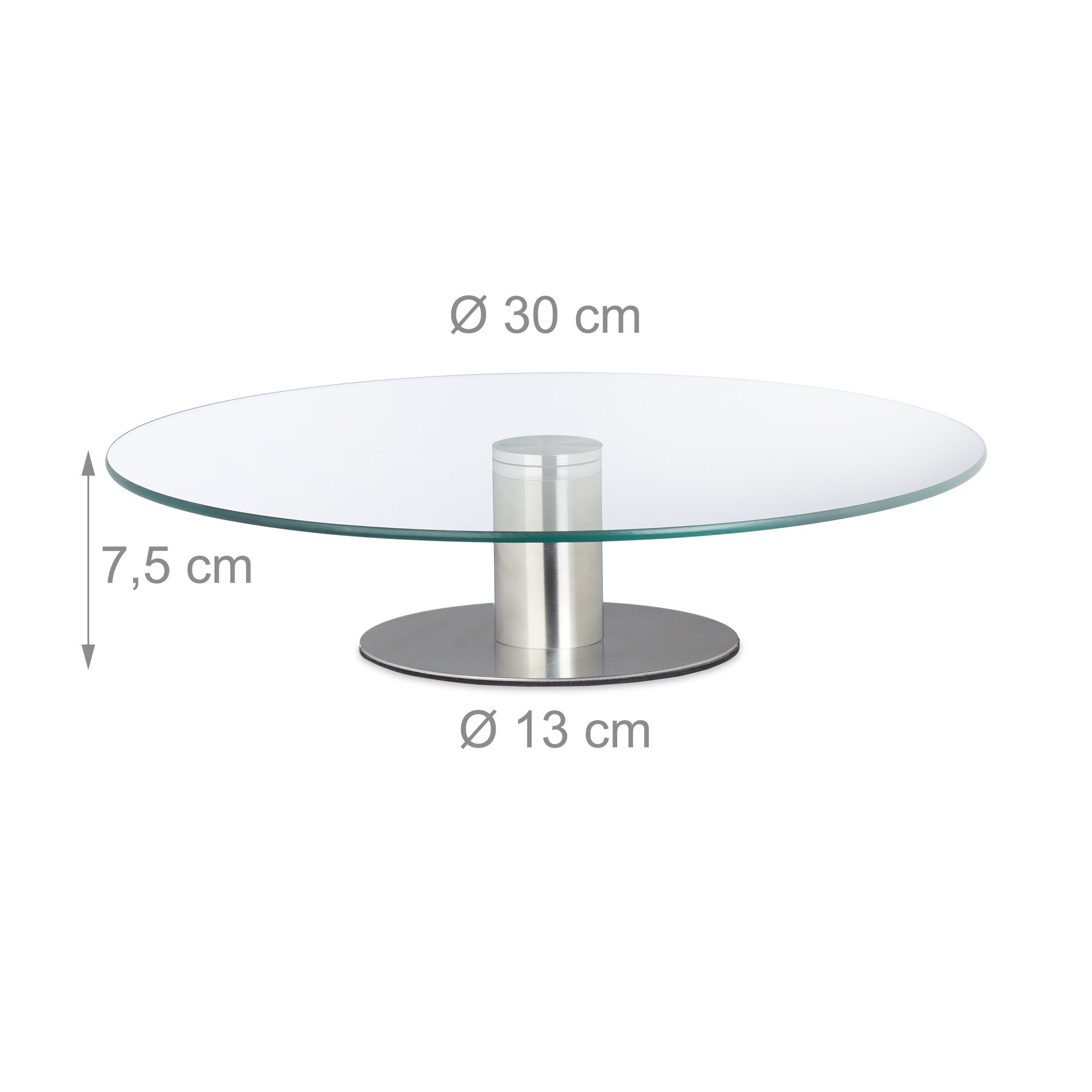 relaxdays Tortenplatte Tortenplatte drehbar mit Standfuß, Glas