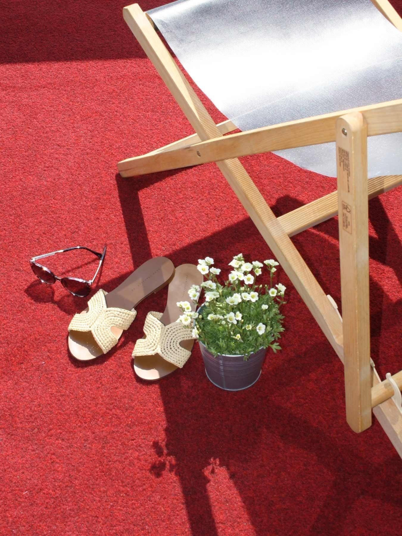 Kunstrasen GREEN, Primaflor-Ideen in Textil, rechteckig, Höhe: 7,5 mm, Rasenteppich, rot, mit Noppen, witterungsbeständig & wasserfest