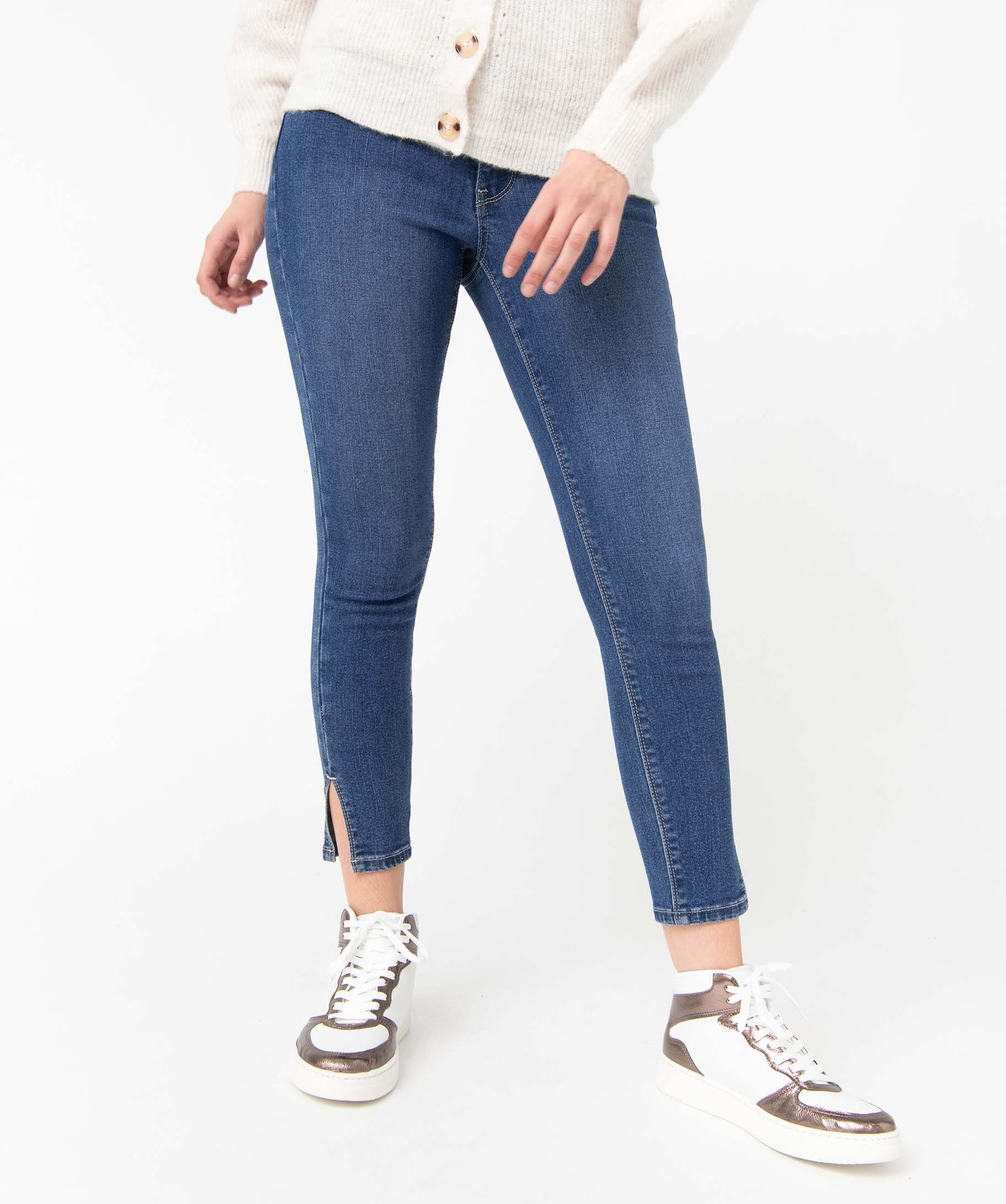 Jean femme coupe skinny longueur 7/8ème stone | GEMO
