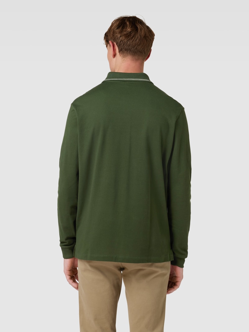 Poloshirt mit Logo-Stitching in olivgrün