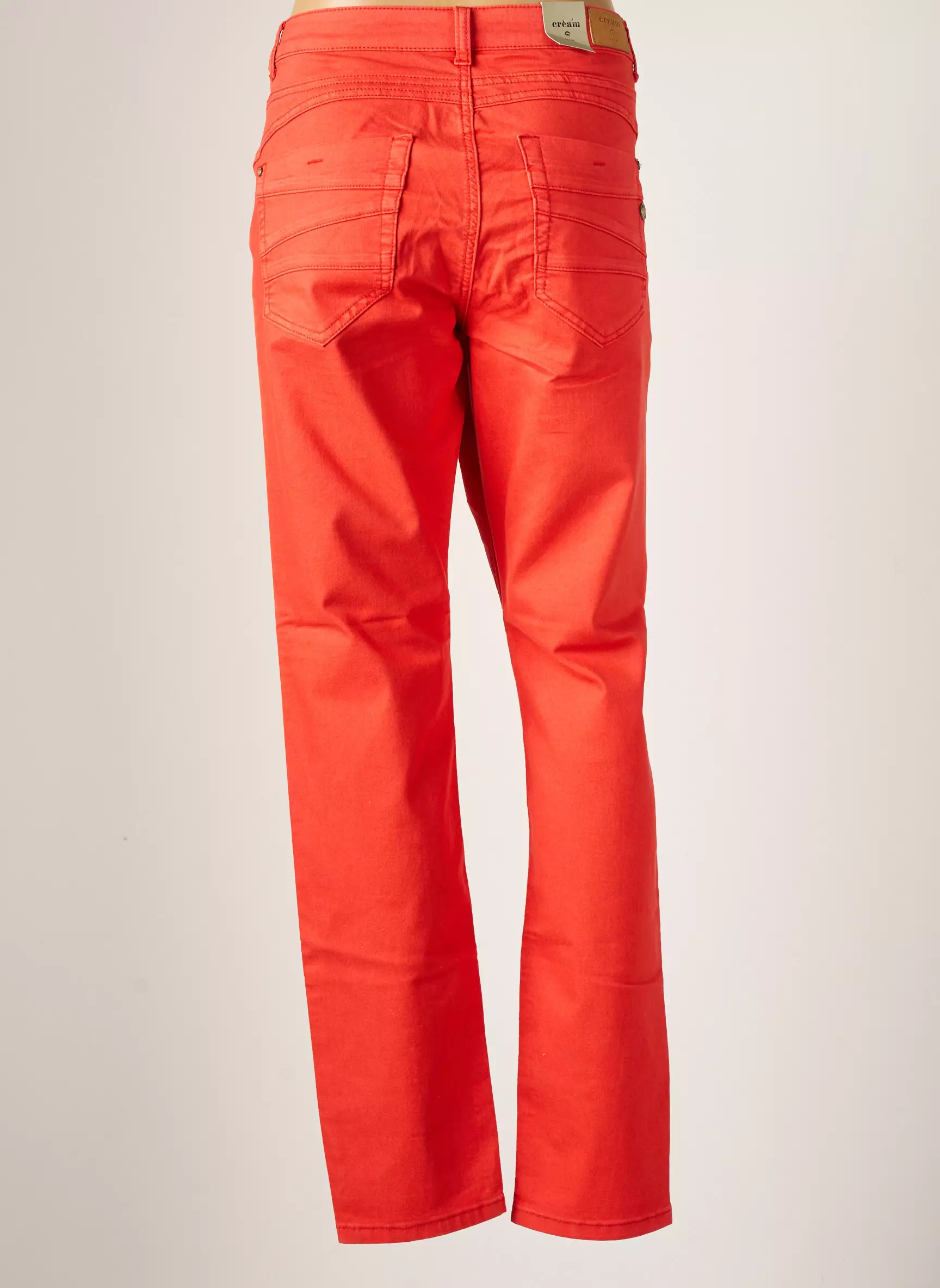 Cream Pantalons Slim Femme couleur rouge