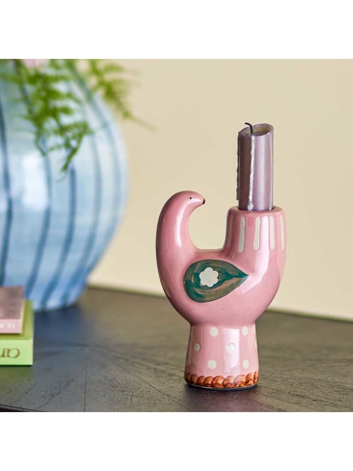 Bloomingville Kerzenhalter TRUDY Keramik Vogel Rosa 12x8 cm günstig kaufen onesize