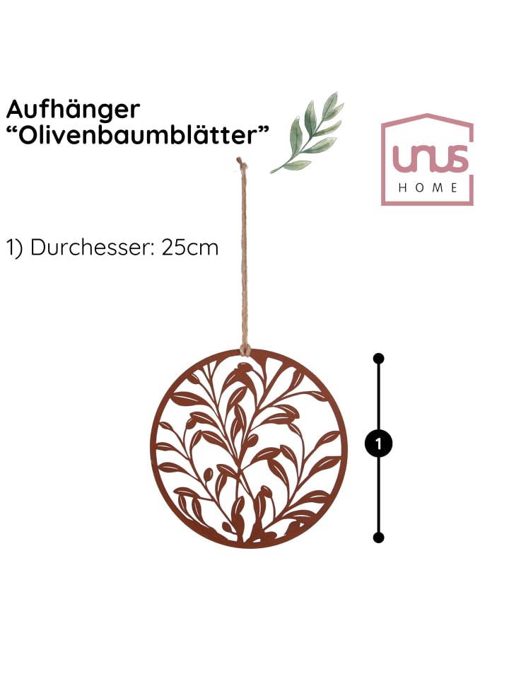 UNUS Aufhänger Olivenblätter in Rost günstig kaufen onesize