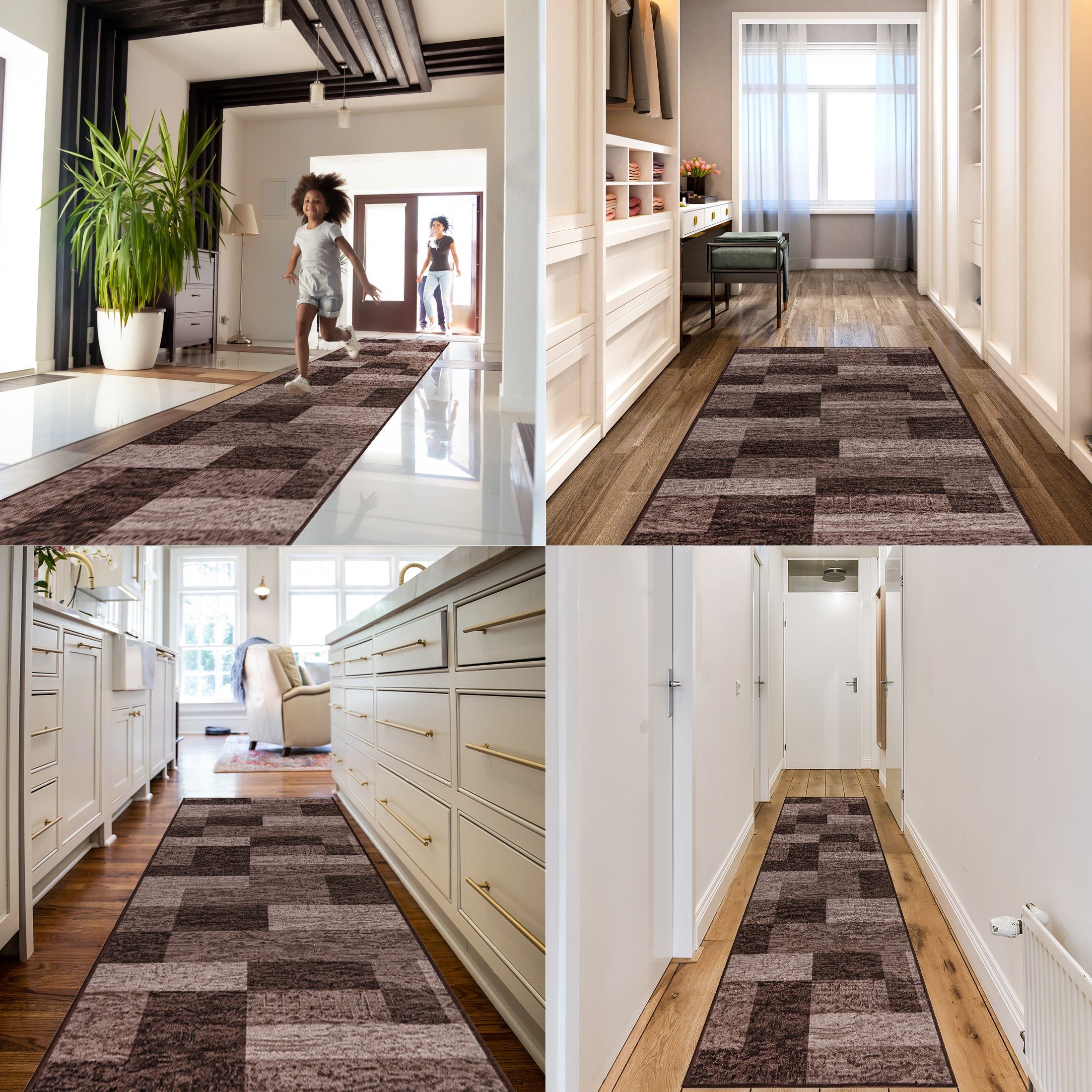 Läufer Läufer Teppichläufer Brücke - Vorzimmer Küche - Braun, Mazovia, 67 x 100 cm, Kurzflor, Rutschfest, Meterware, Verschiedene Größen