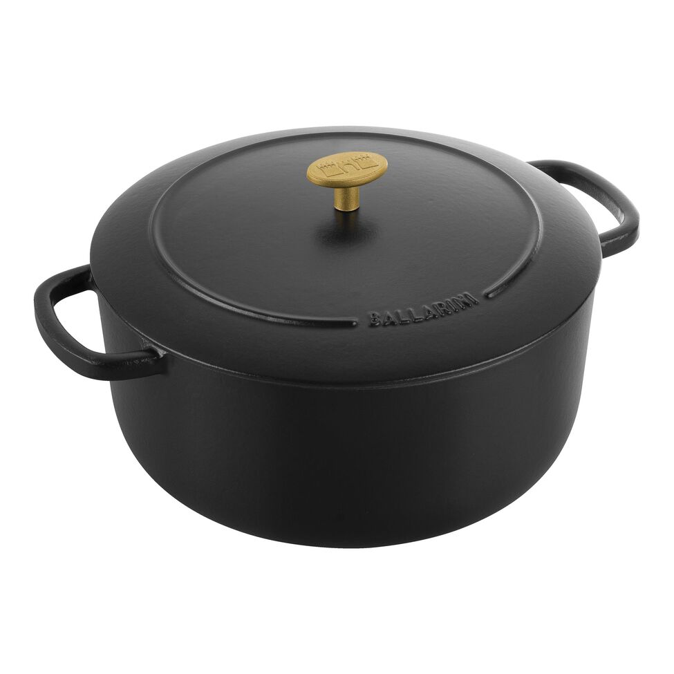 Cocotte 28 cm, rund, Schwarz, Gusseisen