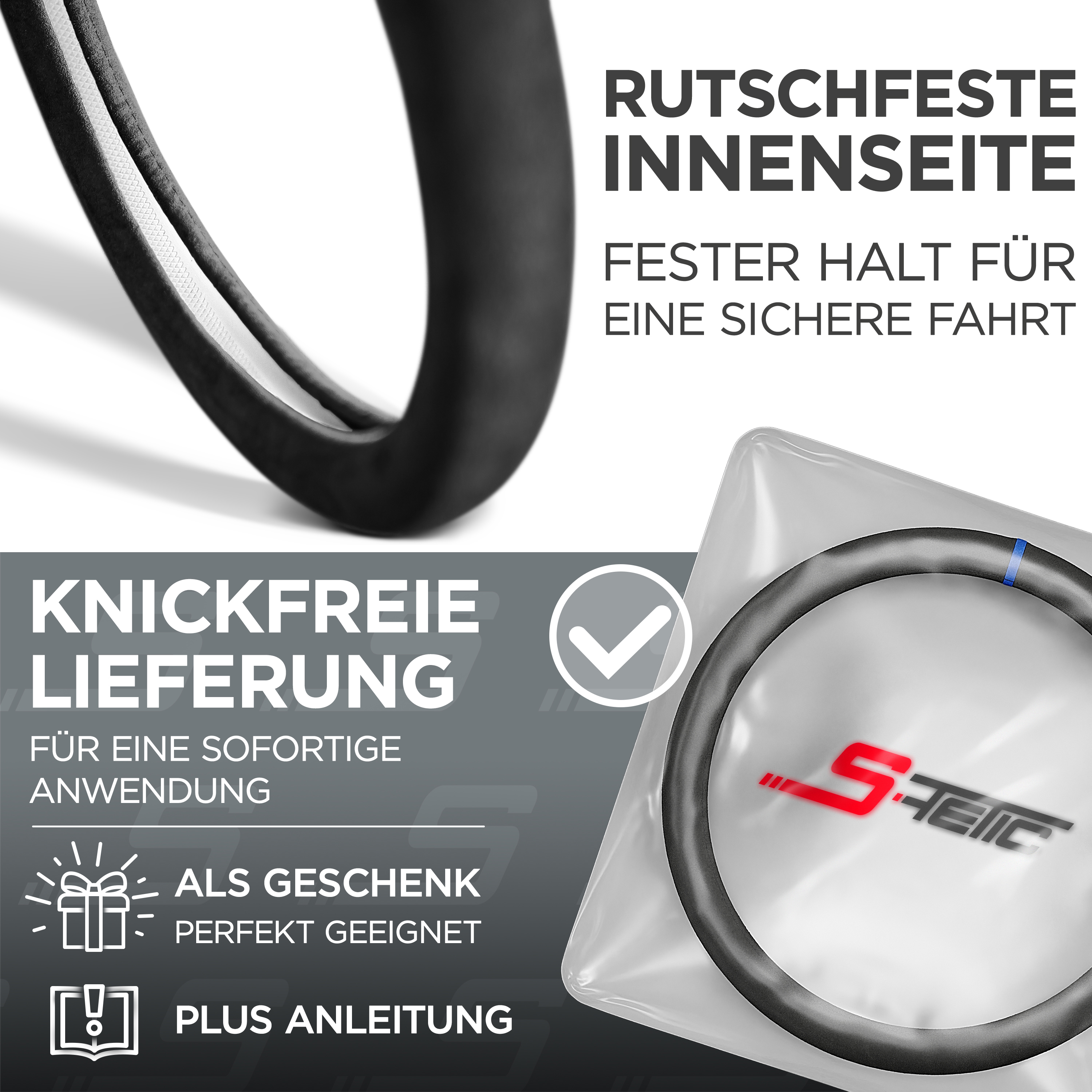 Original Alcantara Premium Lenkradbezug schwarz-blau von S-TETIC® - ATU
