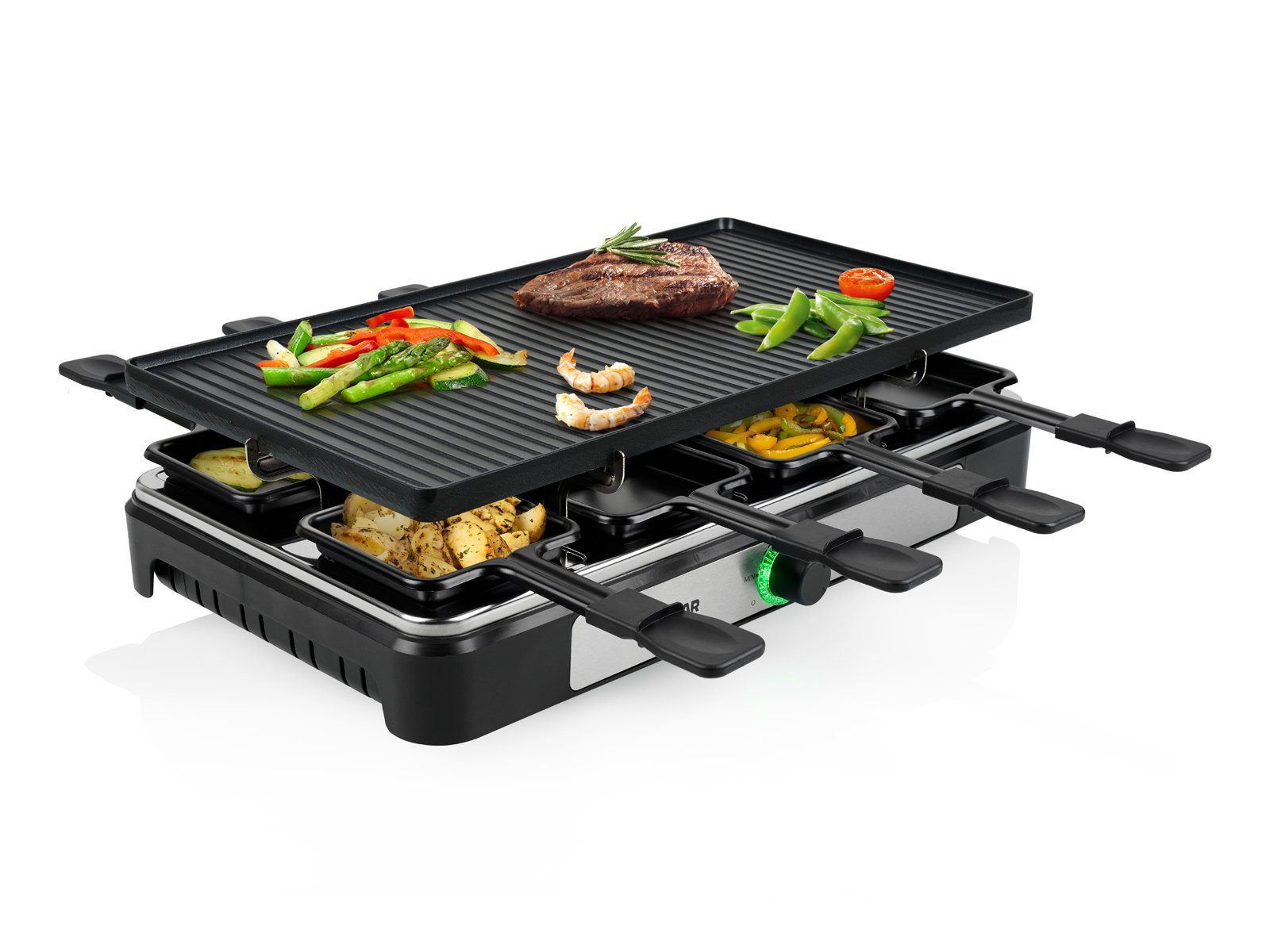 Tristar Raclette, 1400 W, Gerät für 2-8 Personen Tischgrill Grillplatte wendbar Camping geeignet