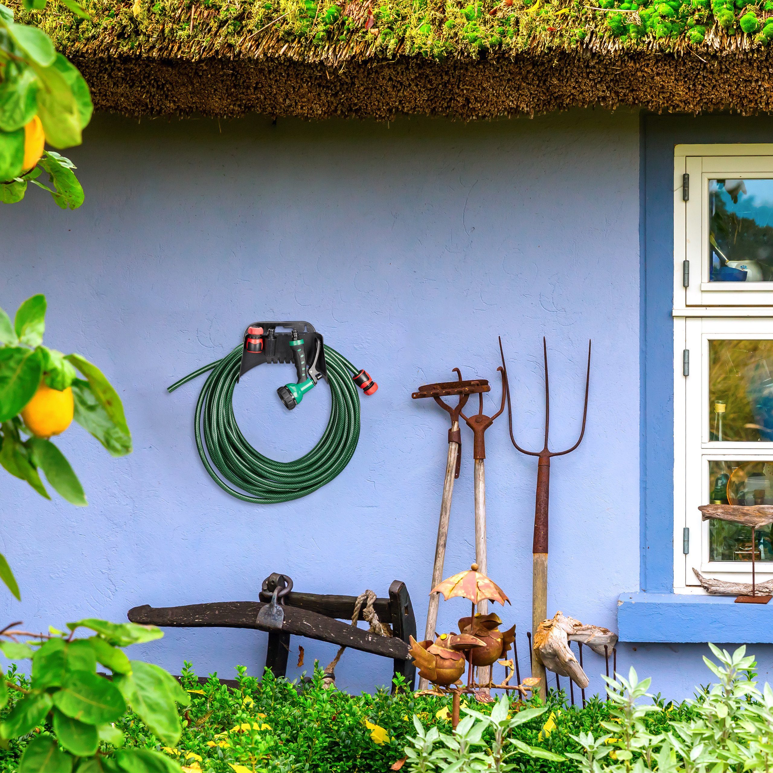 relaxdays Schlauchhalter Wand Schlauchhalterung