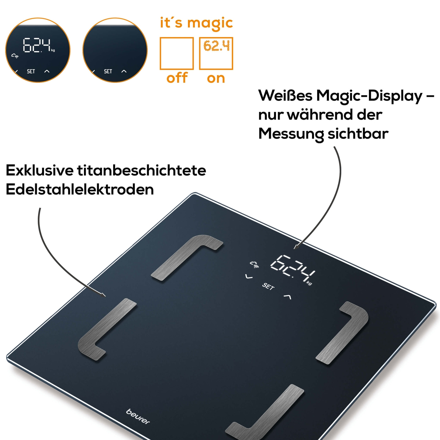 Beurer Diagnosewaage BF 880 WIFI-Diagnosewaage mit App Verknüpfung und umfangreicher Analysefunktion