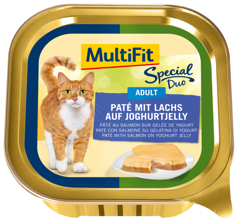 MultiFit Nassfutter MultiFit Duo Lachspastete auf Joghurtgelée 64x100 g