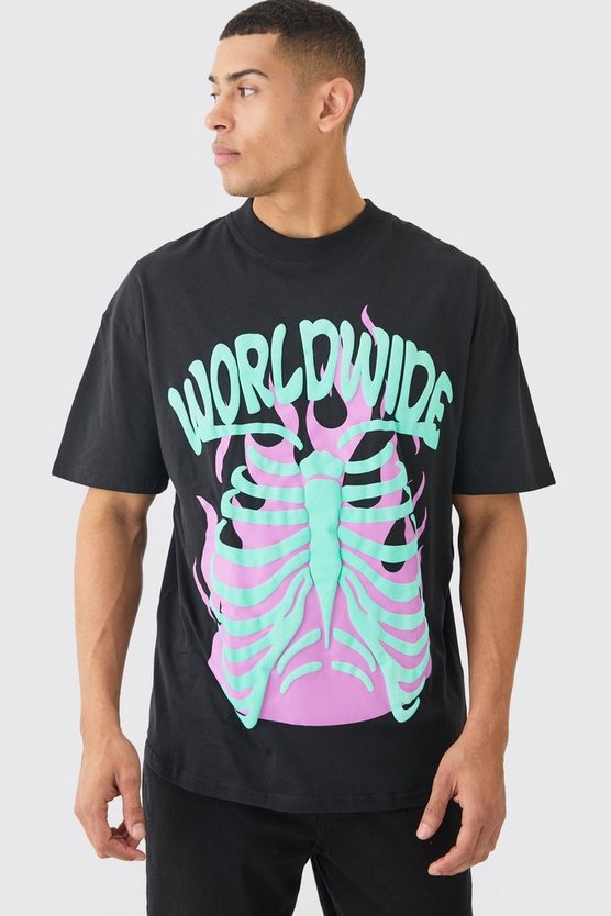 Geripptes Oversize T-Shirt