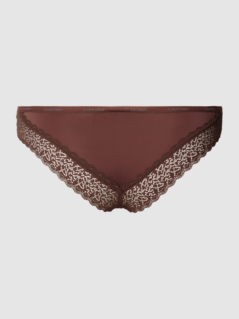 Slip mit Label-Bund in dunkelbraun