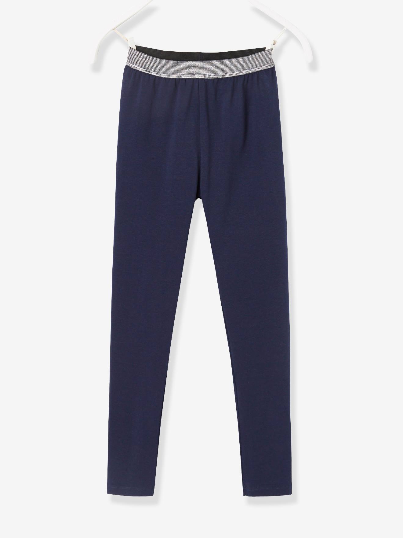 Vertbaudet Mädchen Leggings, Bund in Metallic-Optik BASIC - dunkelrosa