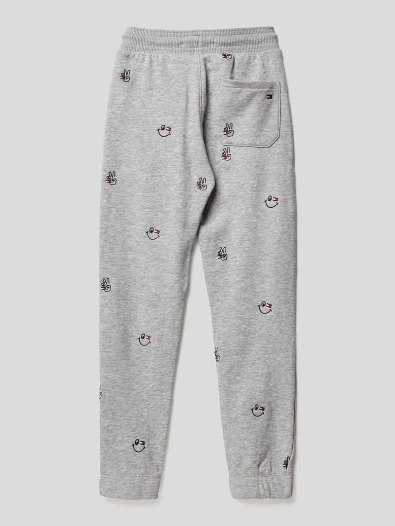 Sweatpants mit Stitchings in mittelgrau meliert